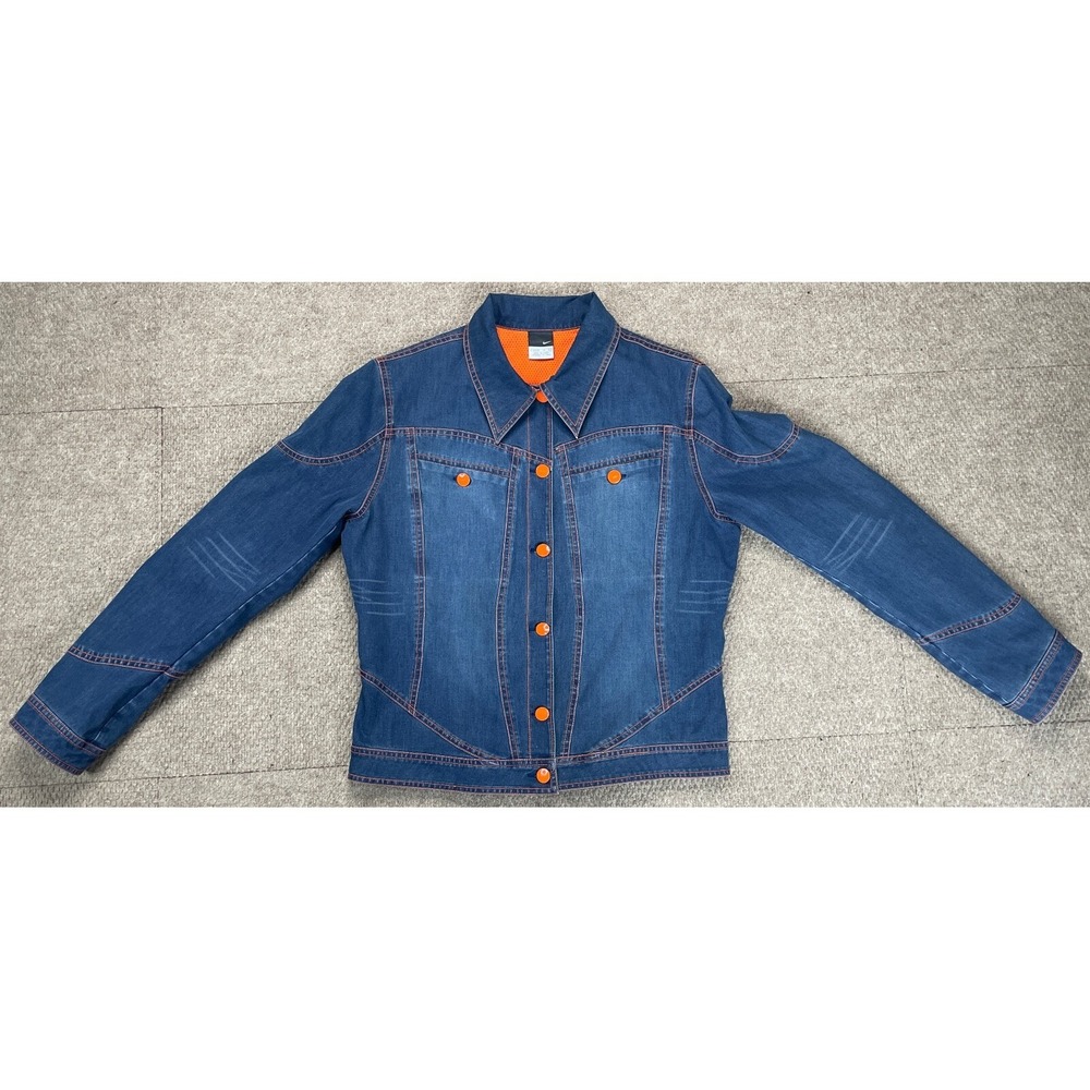 Nike Vintage & Rare Women's Button Up Mesh Lined Denim Jacket‎ Size L (12-14)